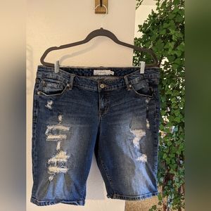 Torrid Mid-thigh Distressed Jean Shorts
